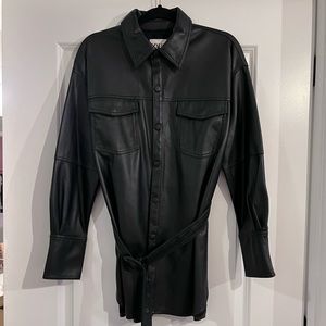 Zara Faux Leather Belted Overshirt
